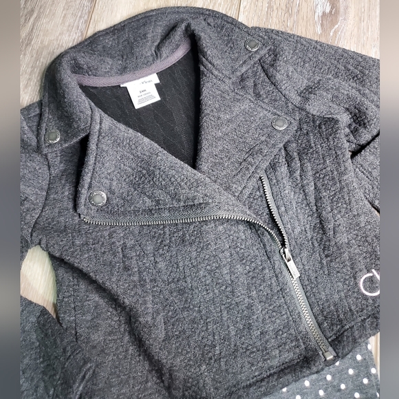 Calvin Klein baby's 2 pc. charcoal gray moto jacket, leggings set Sz. 18-24 mo - Picture 6 of 12
